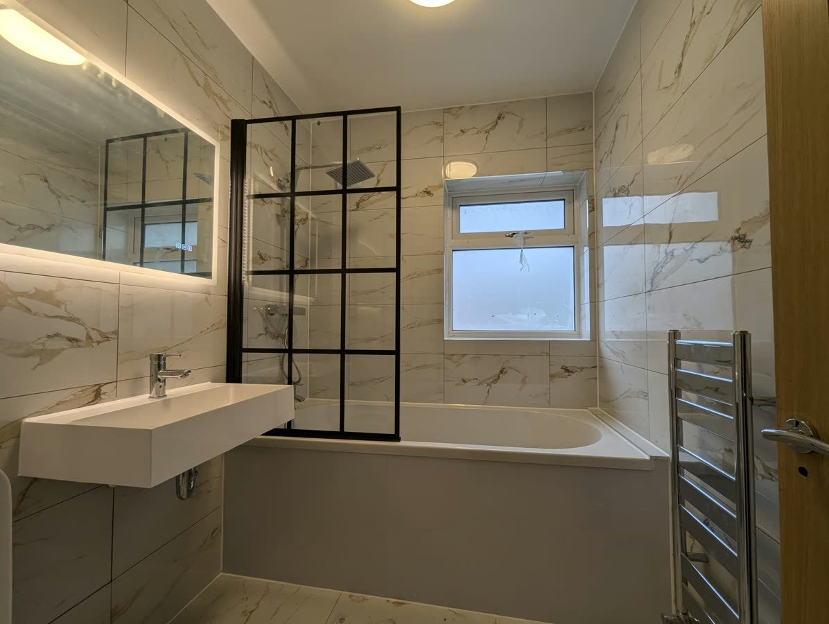 The finished marble bathroom